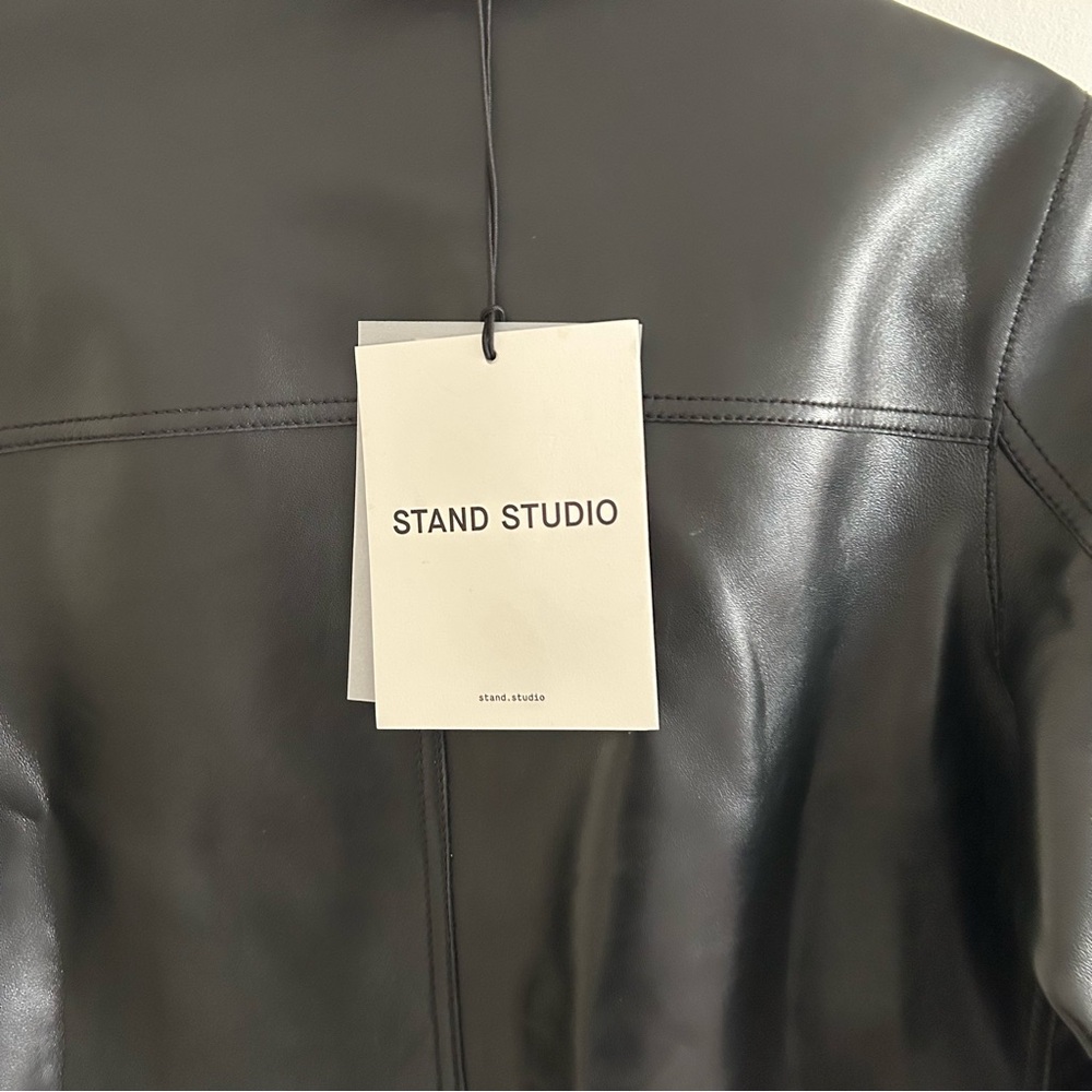 Stand Studio 40EU Women's Black Classic paneled Leather moto style Jacket NWT! - Picture 7 of 12